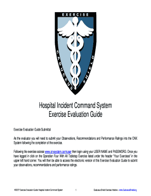 Hospital Incident Command System Exercise Evaluation Guide