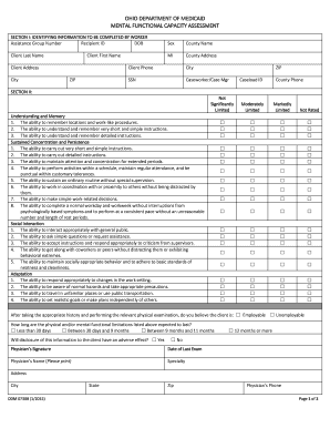 Ohio Medicaid Mental Functional Capacity Assessment