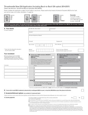 Threadneedle New ISA Application Form