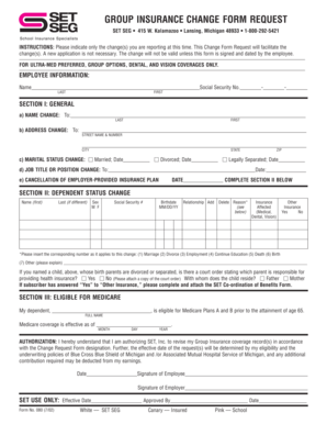Group Insurance Change Form Request