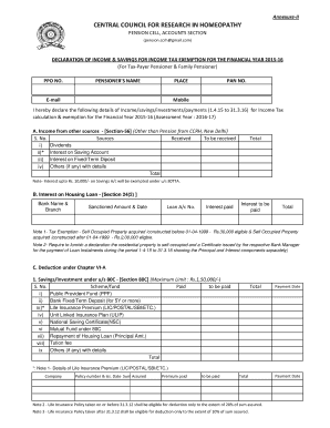 Income Tax Exemption Declaration Form