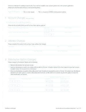 AllianceBernstein Account Options Change Form