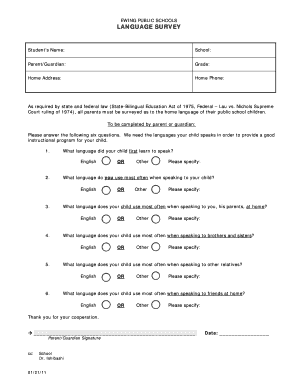 Language Survey Form