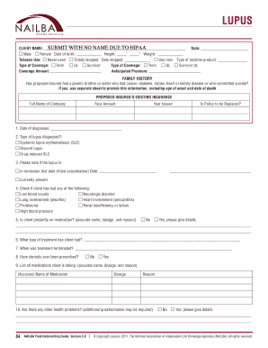 Lupus Underwriting Application Form