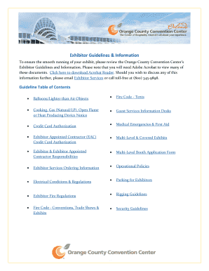 Orange County Convention Center Exhibitor Services Order Form