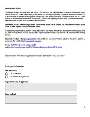 Ontario Foot Care Regulation Survey