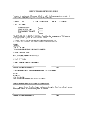 Verification of Services Rendered