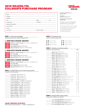 Wilson Tennis Racket Order Form