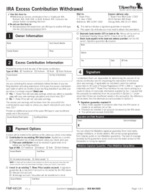 IRA Excess Contribution Withdrawal Form