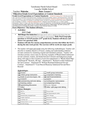 Sample lesson plan - Lesson Plan Template Terrebonne Parish School Board