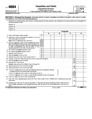 IRS Form 4684 Casualty and Theft