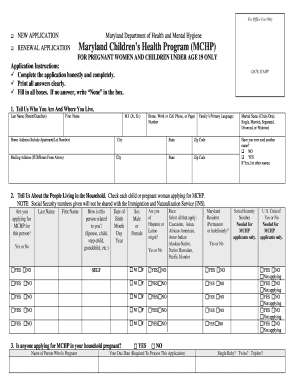 Maryland Children's Health Program Application