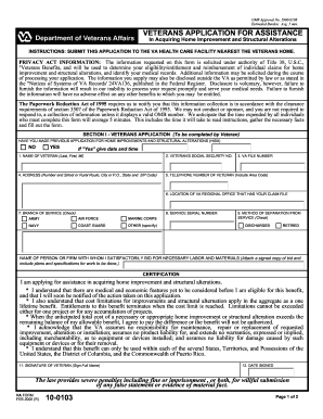 Veterans Application for Home Improvement Assistance