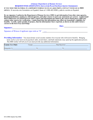 Arkansas Request for Assistance Signature Page