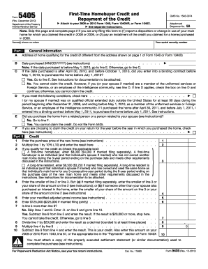 First-Time Homebuyer Credit Form 5405