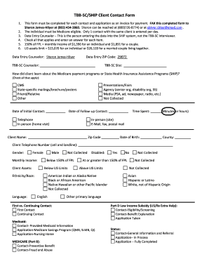 TBB-SC/SHIP Client Contact Form