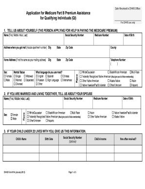 Application for Medicare Part B Premium Assistance