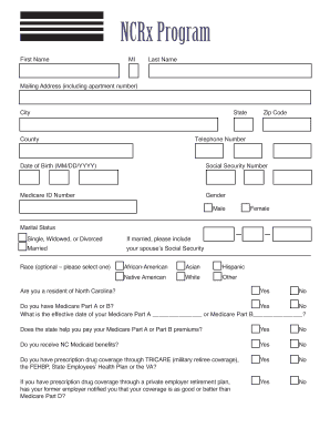 North Carolina Rx Application Form