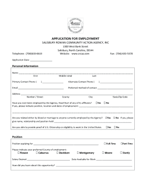 Employment Application Form