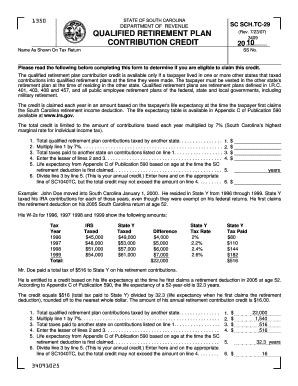 South Carolina Retirement Plan Contribution Credit Form
