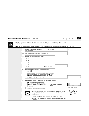 Child Tax Credit Worksheet