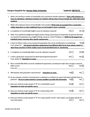 Kansas State University Transfer Admission Form
