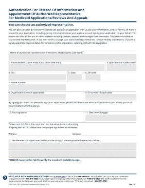 Authorization for Medicaid Representative