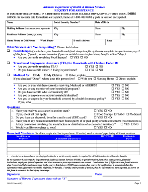 Arkansas Request for Assistance Form