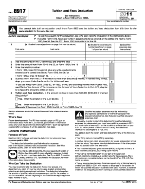 Form 8917 Tuition and Fees Deduction
