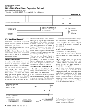 Michigan Direct Deposit of Refund Form