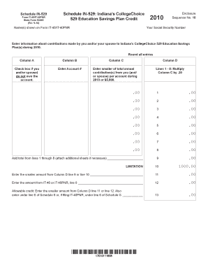 Indiana 529 Education Savings Plan Credit Form