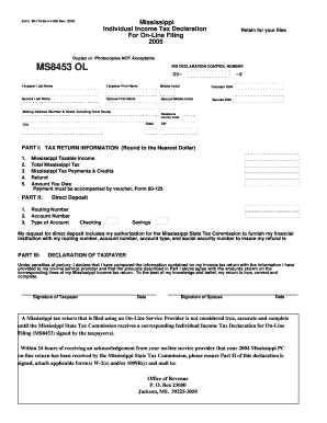 Mississippi Individual Income Tax Declaration