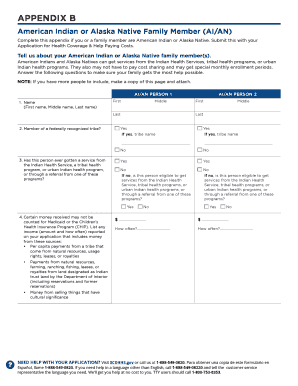 Appendix B - American Indian or Alaska Native Family Member Form