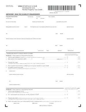 District of Columbia Homeowner Rental Property Tax Credit Form