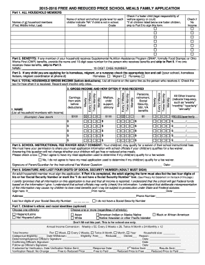 Free and Reduced Price School Meals Application