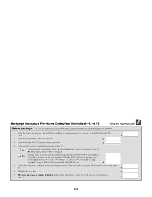 IRS Mortgage Insurance Premiums Deduction Worksheet