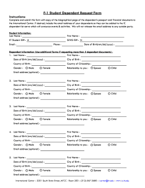 F-1 Student Dependent Request Form