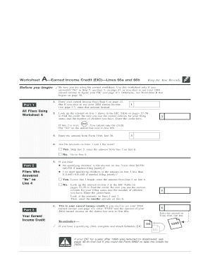 Earned Income Credit Worksheet A