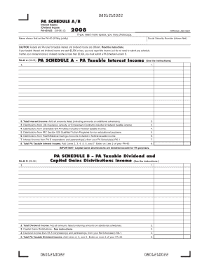 PA Schedule A/B for Interest and Dividend Income