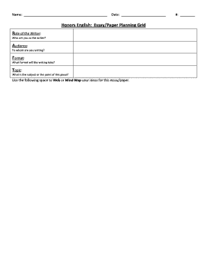 Honors English Essay Planning Grid