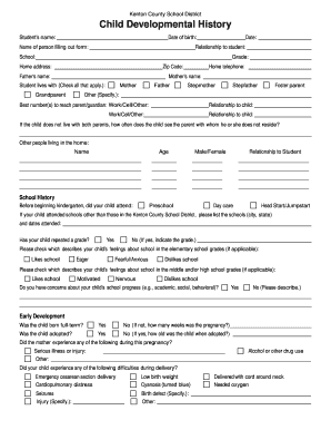 Kenton County Child Developmental History Form