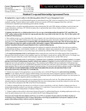 Student Co-op and Internship Agreement Form