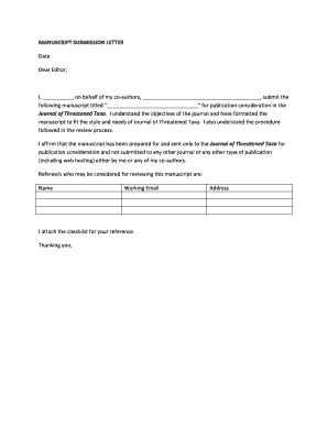Manuscript Submission Letter