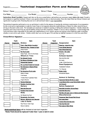 Technical Inspection Form and Release