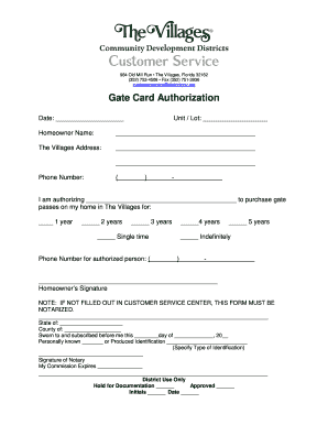 Gate Card Authorization Form