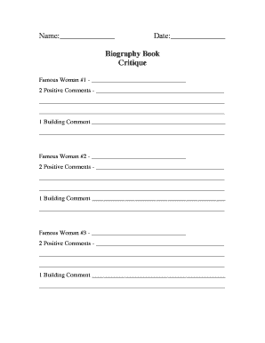 Biography Book Critique Form