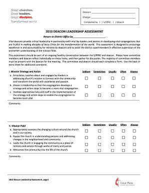 Deacon Leadership Assessment Form