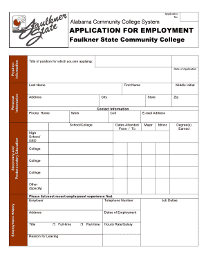 Alabama Community College System Application for Employment