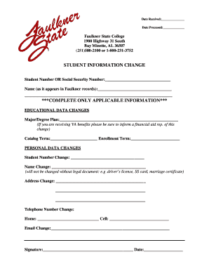 Student Information Change Form