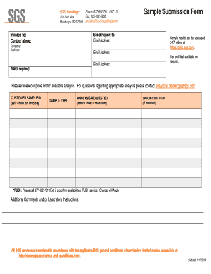 SGS Sample Submission Form